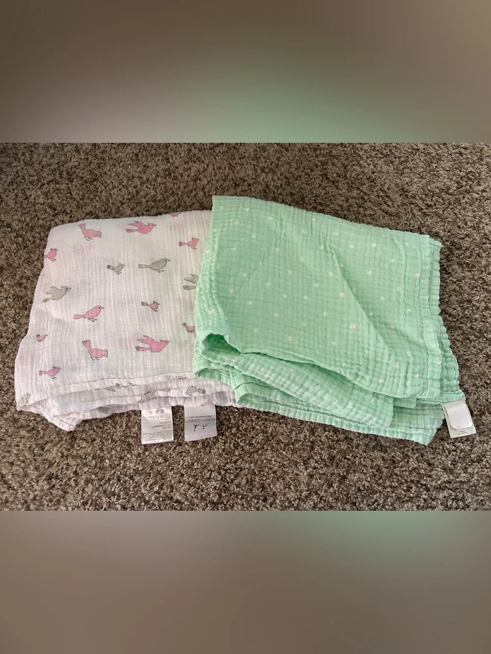 Set of Two Muslin Baby Blankets